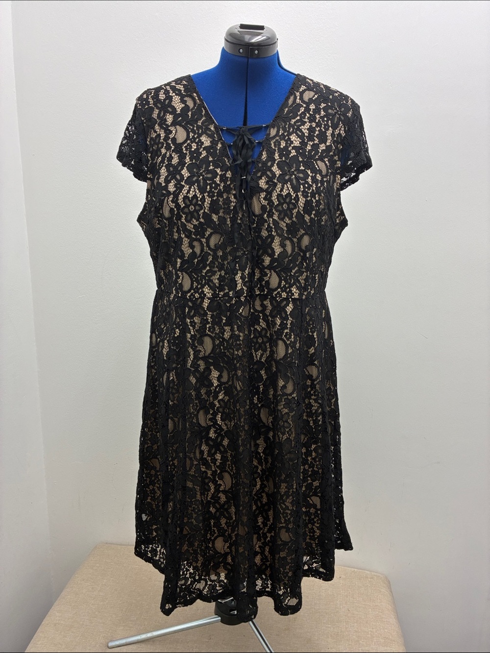 Soprano Black Lace Dress with Nude Lining
